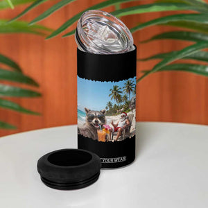 Christmas In July Raccoon And Santa 4 in 1 Can Cooler Tumbler Tropical Summer Vacation Graphic TS12 Print Your Wear