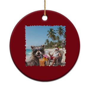 Christmas In July Raccoon And Santa Ceramic Ornament Tropical Summer Vacation Graphic TS12 1pc Red Print Your Wear