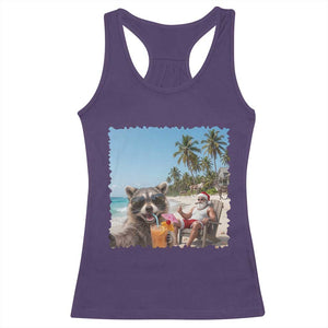 Christmas In July Raccoon And Santa Racerback Tank Top Tropical Summer Vacation Graphic TS12 Purple Print Your Wear