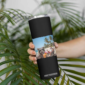 Christmas In July Raccoon And Santa Skinny Tumbler Tropical Summer Vacation Graphic TS12 Print Your Wear