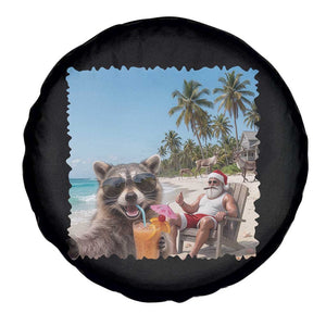 Christmas In July Raccoon And Santa Spare Tire Cover Tropical Summer Vacation Graphic TS12 Print Your Wear