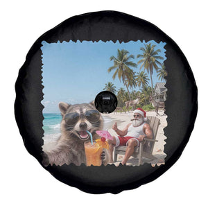 Christmas In July Raccoon And Santa Spare Tire Cover Tropical Summer Vacation Graphic TS12 Print Your Wear