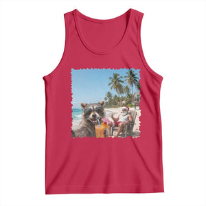 Christmas In July Raccoon And Santa Tank Top Tropical Summer Vacation Graphic TS12 Red Print Your Wear
