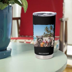 Christmas In July Raccoon And Santa Tumbler Cup Tropical Summer Vacation Graphic TS12 Print Your Wear