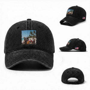 Christmas In July Raccoon And Santa Washed Cotton Baseball Cap Tropical Summer Vacation Graphic TS12 Washed Cap Universal Fit Black Print Your Wear