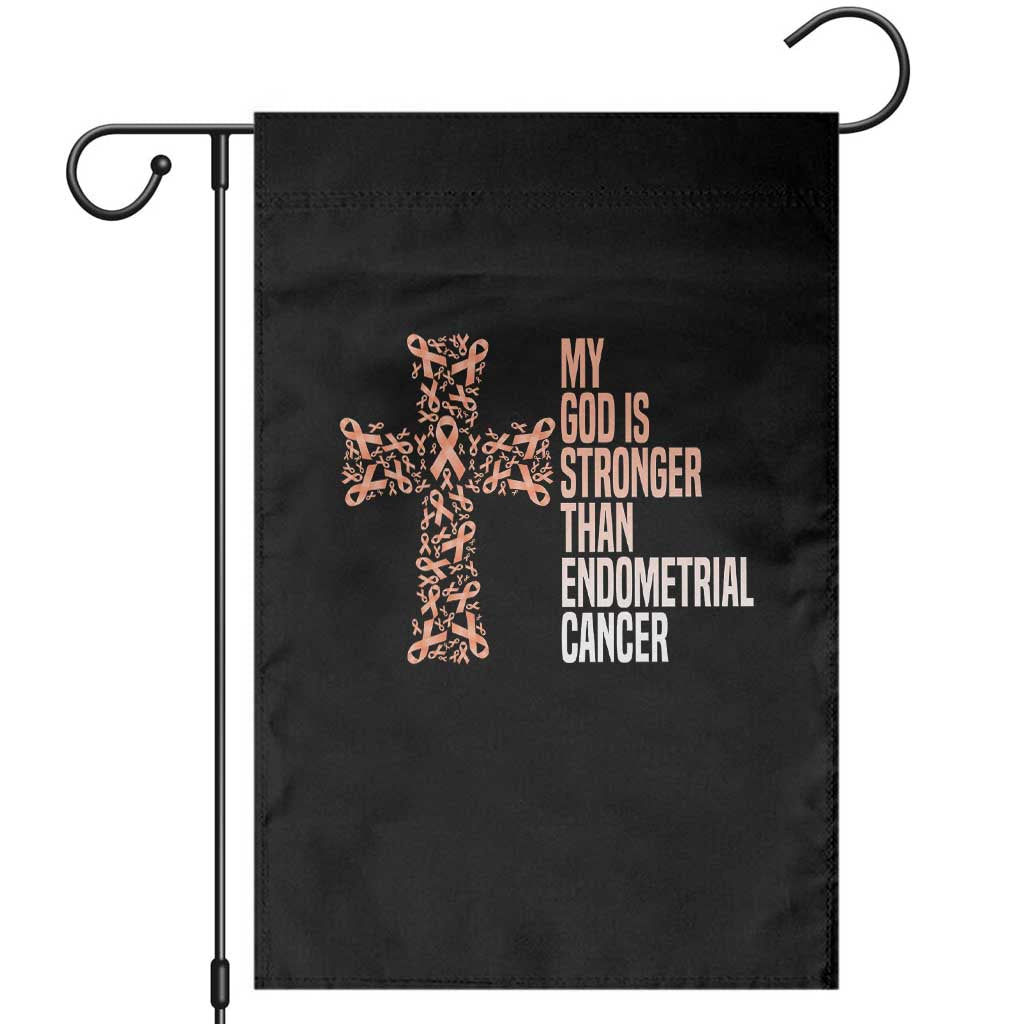 Religious Endometrial Cancer Awareness Garden Flag My God Is Stronger Than Cancer TS12 Black Print Your Wear