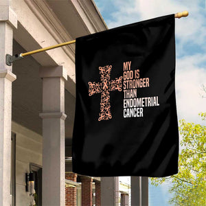 Religious Endometrial Cancer Awareness Garden Flag My God Is Stronger Than Cancer