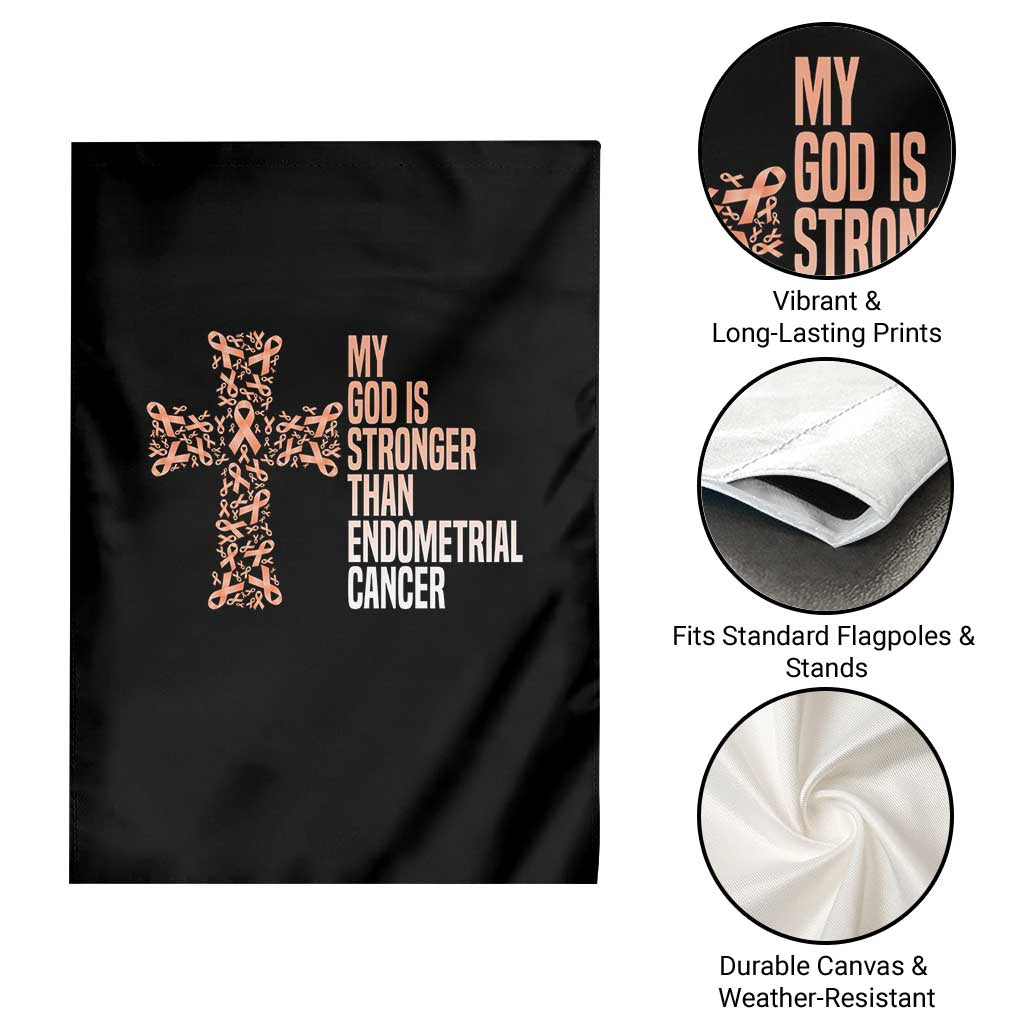 Religious Endometrial Cancer Awareness Garden Flag My God Is Stronger Than Cancer