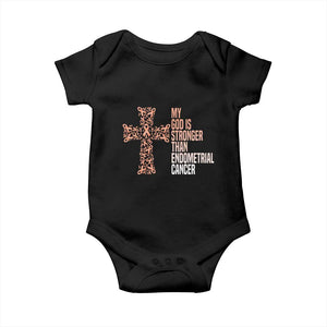 Religious Endometrial Cancer Awareness Baby Onesie My God Is Stronger Than Cancer