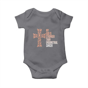 Religious Endometrial Cancer Awareness Baby Onesie My God Is Stronger Than Cancer