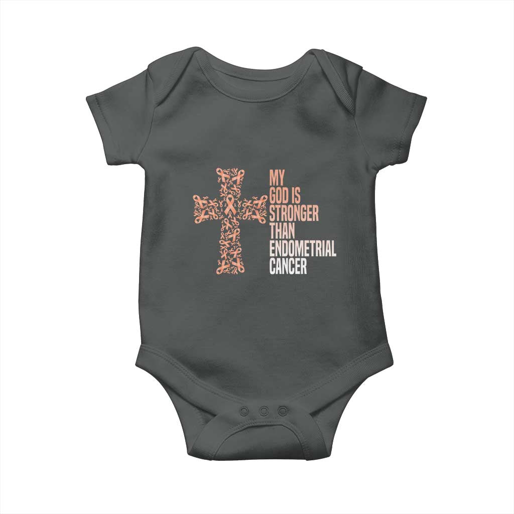 Religious Endometrial Cancer Awareness Baby Onesie My God Is Stronger Than Cancer