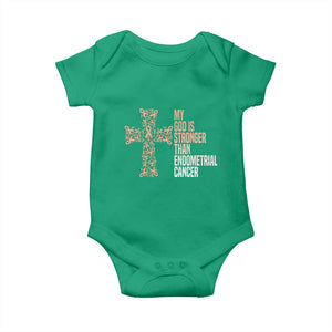 Religious Endometrial Cancer Awareness Baby Onesie My God Is Stronger Than Cancer