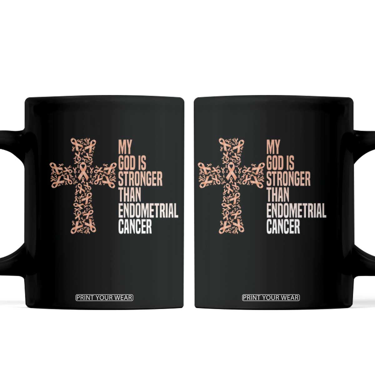 Religious Endometrial Cancer Awareness Coffee Mug My God Is Stronger Than Cancer