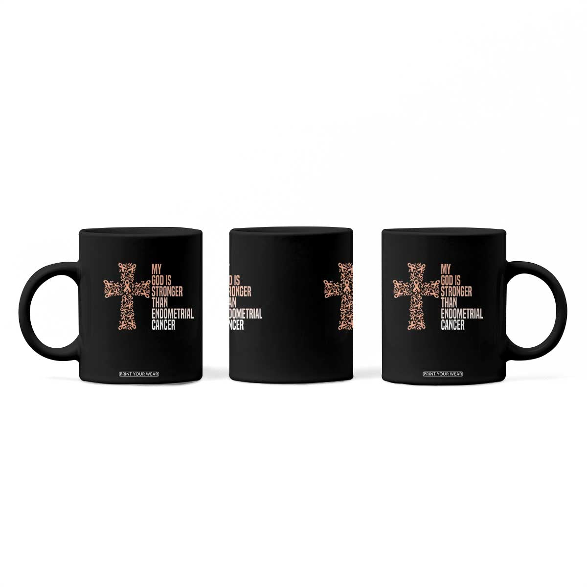Religious Endometrial Cancer Awareness Coffee Mug My God Is Stronger Than Cancer