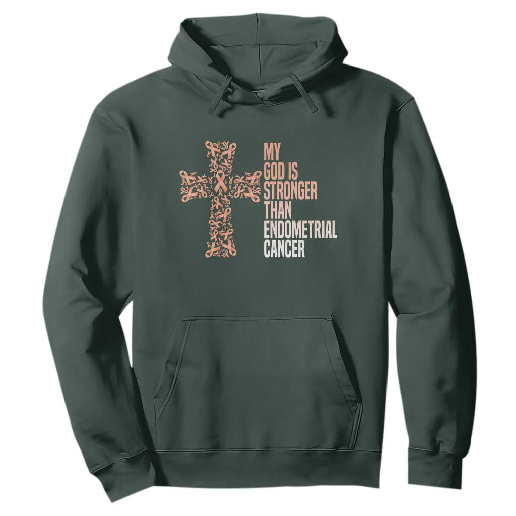 Religious Endometrial Cancer Awareness Hoodie My God Is Stronger Than Cancer