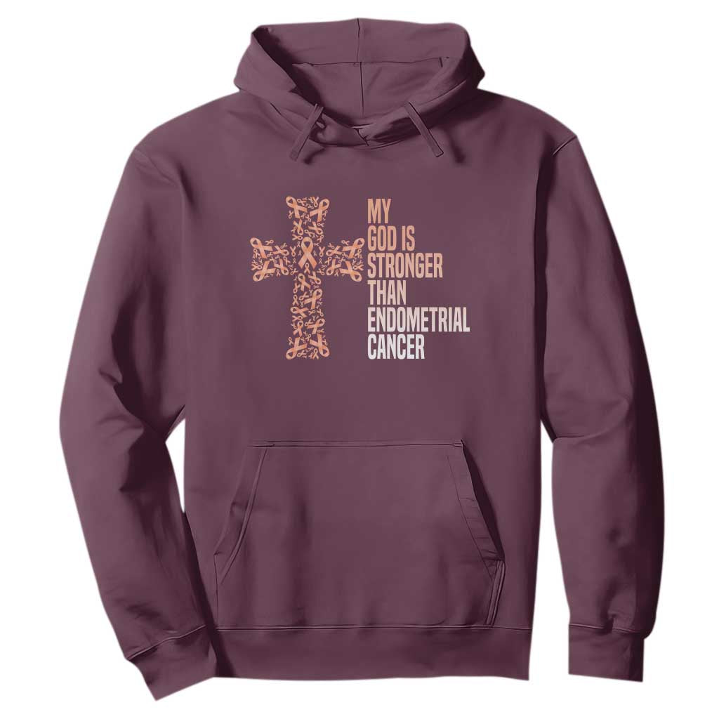 Religious Endometrial Cancer Awareness Hoodie My God Is Stronger Than Cancer