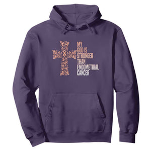 Religious Endometrial Cancer Awareness Hoodie My God Is Stronger Than Cancer
