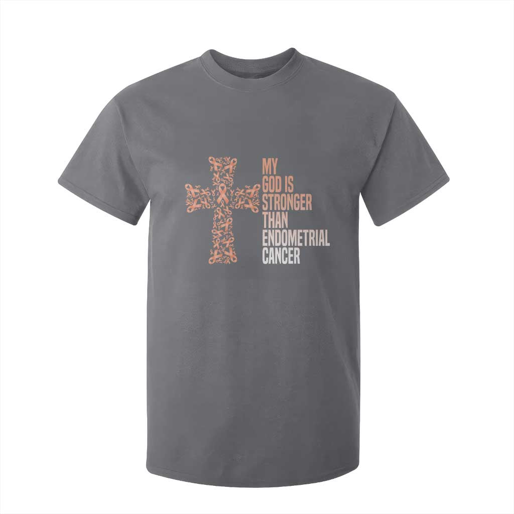 Religious Endometrial Cancer Awareness T Shirt For Kid My God Is Stronger Than Cancer