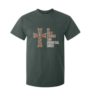 Religious Endometrial Cancer Awareness T Shirt For Kid My God Is Stronger Than Cancer