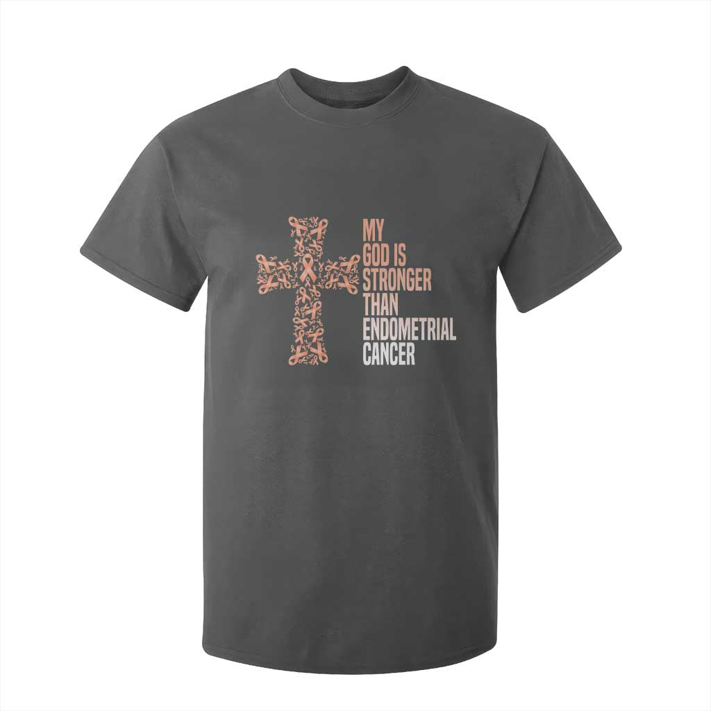 Religious Endometrial Cancer Awareness T Shirt For Kid My God Is Stronger Than Cancer