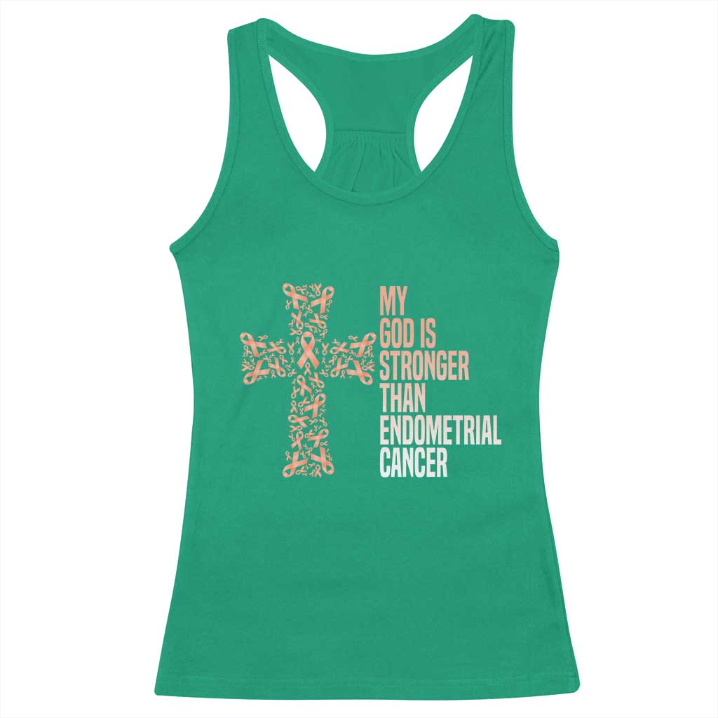 Religious Endometrial Cancer Awareness Racerback Tank Top My God Is Stronger Than Cancer