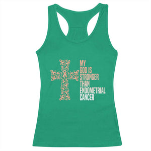 Religious Endometrial Cancer Awareness Racerback Tank Top My God Is Stronger Than Cancer