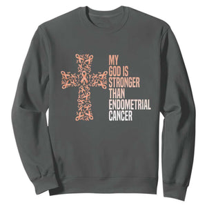 Religious Endometrial Cancer Awareness Sweatshirt My God Is Stronger Than Cancer