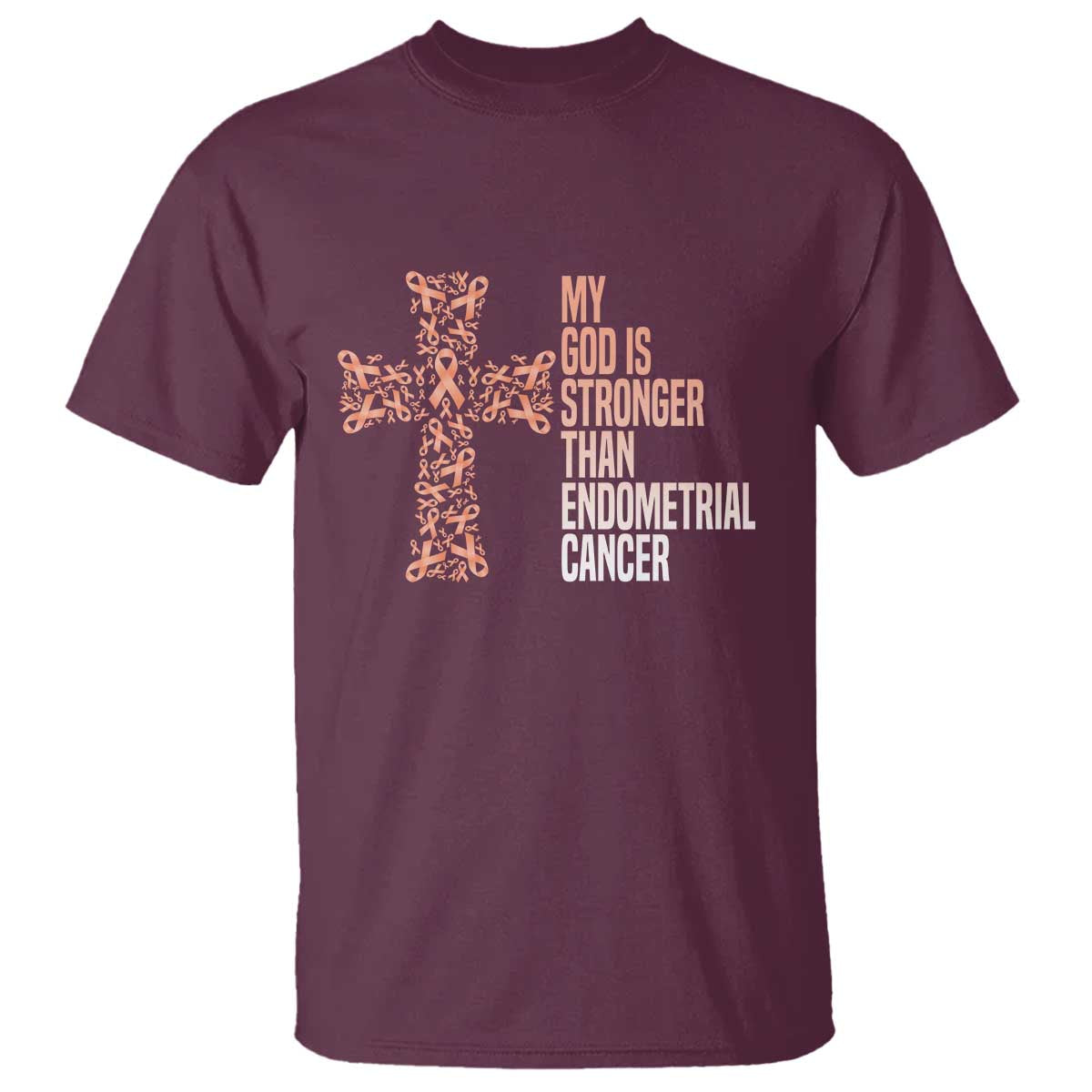 Religious Endometrial Cancer Awareness T Shirt My God Is Stronger Than Cancer