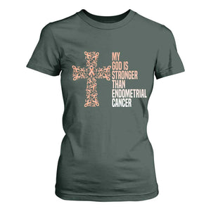 Religious Endometrial Cancer Awareness T Shirt For Women My God Is Stronger Than Cancer