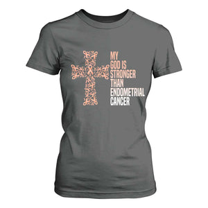 Religious Endometrial Cancer Awareness T Shirt For Women My God Is Stronger Than Cancer
