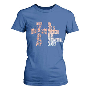 Religious Endometrial Cancer Awareness T Shirt For Women My God Is Stronger Than Cancer