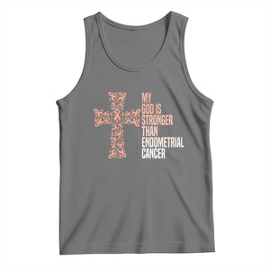Religious Endometrial Cancer Awareness Tank Top My God Is Stronger Than Cancer