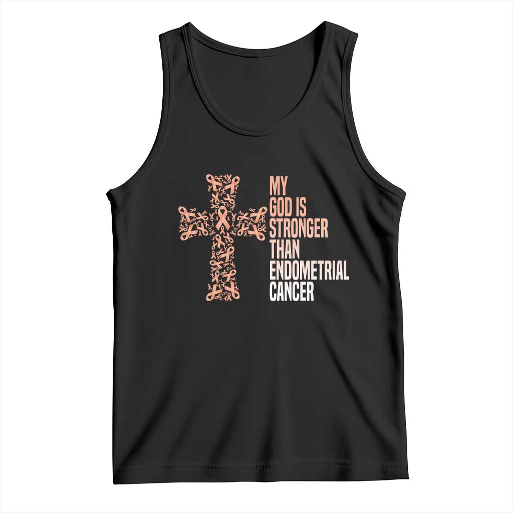 Religious Endometrial Cancer Awareness Tank Top My God Is Stronger Than Cancer TS12 Black Print Your Wear