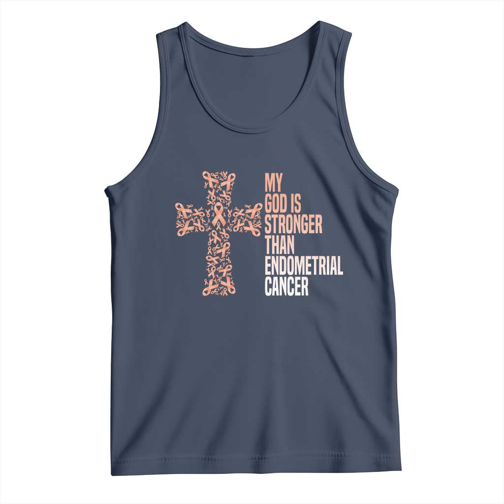 Religious Endometrial Cancer Awareness Tank Top My God Is Stronger Than Cancer