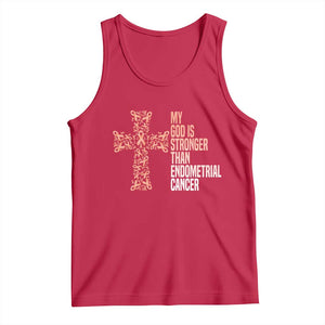Religious Endometrial Cancer Awareness Tank Top My God Is Stronger Than Cancer