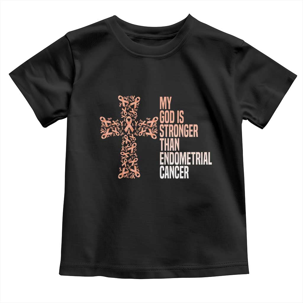 Religious Endometrial Cancer Awareness Toddler T Shirt My God Is Stronger Than Cancer