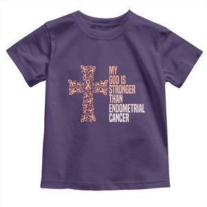 Religious Endometrial Cancer Awareness Toddler T Shirt My God Is Stronger Than Cancer