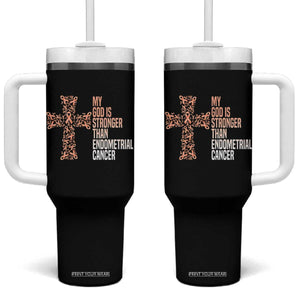Religious Endometrial Cancer Awareness Tumbler With Handle My God Is Stronger Than Cancer