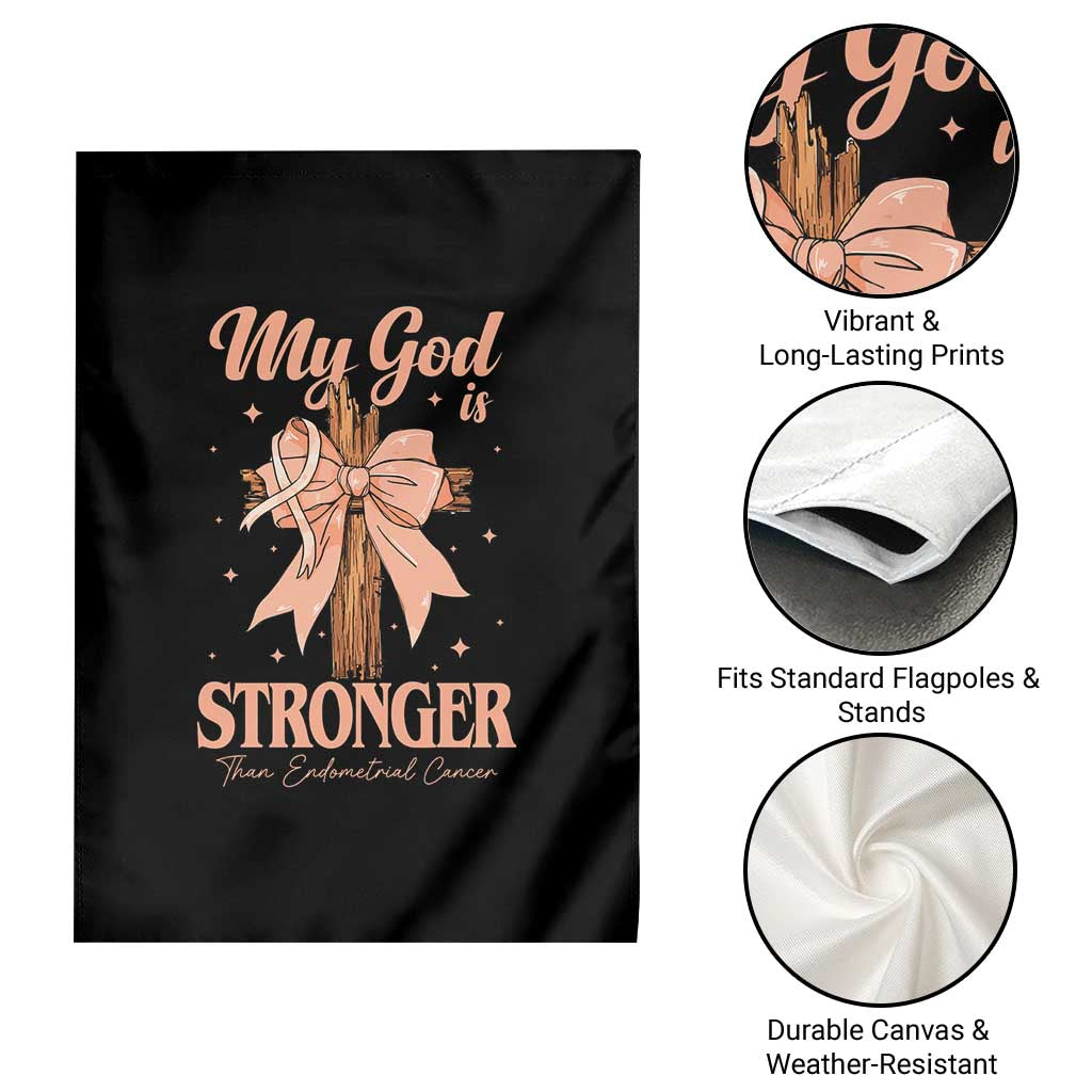 Endometrial Cancer Faith Peach Ribbon Garden Flag My God Is Stronger Than Endometrial Cancer