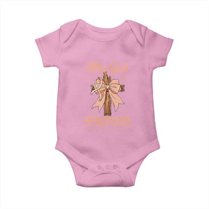 Endometrial Cancer Faith Peach Ribbon Baby Onesie My God Is Stronger Than Endometrial Cancer