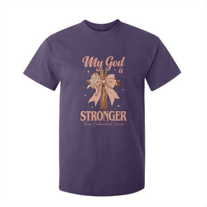 Endometrial Cancer Faith Peach Ribbon T Shirt For Kid My God Is Stronger Than Endometrial Cancer