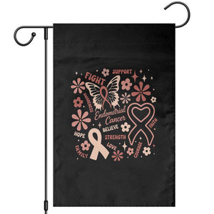 Floral Butterfly Endometrial Cancer Awareness Garden Flag Believe Strength Faith