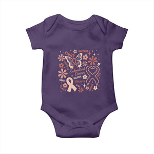 Floral Butterfly Endometrial Cancer Awareness Baby Onesie Believe Strength Faith
