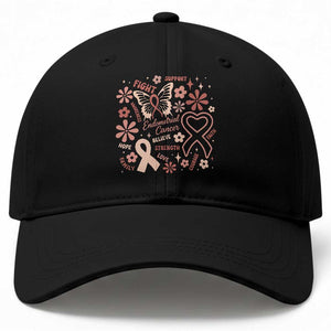 Floral Butterfly Endometrial Cancer Awareness Baseball Cap Believe Strength Faith