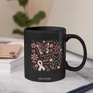 Floral Butterfly Endometrial Cancer Awareness Coffee Mug Believe Strength Faith