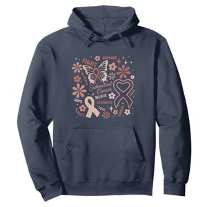 Floral Butterfly Endometrial Cancer Awareness Hoodie Believe Strength Faith