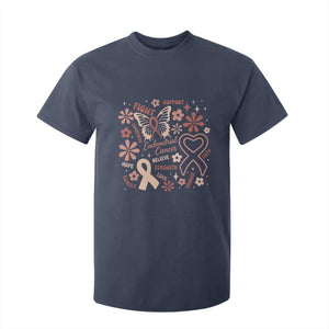 Floral Butterfly Endometrial Cancer Awareness T Shirt For Kid Believe Strength Faith