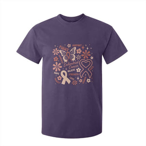 Floral Butterfly Endometrial Cancer Awareness T Shirt For Kid Believe Strength Faith