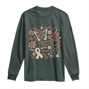 Floral Butterfly Endometrial Cancer Awareness Long Sleeve Shirt Believe Strength Faith