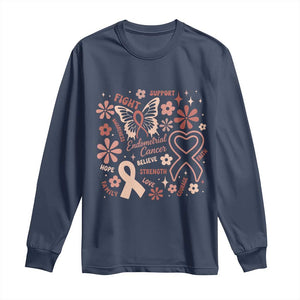 Floral Butterfly Endometrial Cancer Awareness Long Sleeve Shirt Believe Strength Faith